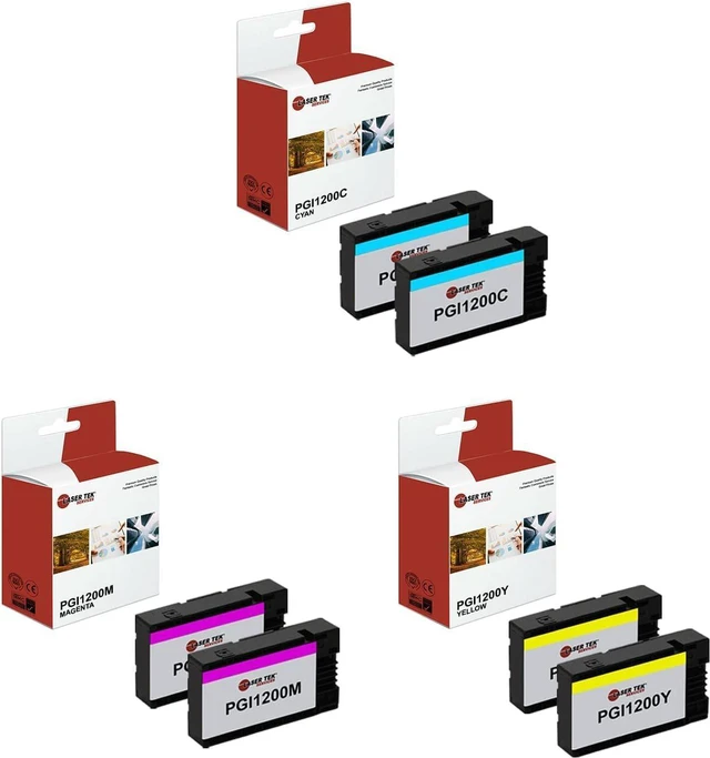 Main image of Laser Tek Services Compatible High Yield Ink Cartridge Replacement for Canon PGI-1200 Works with Canon Maxify MB2020 MB2050 MB2320 Printers (Cyan, Magenta, Yellow, 6 Pack)