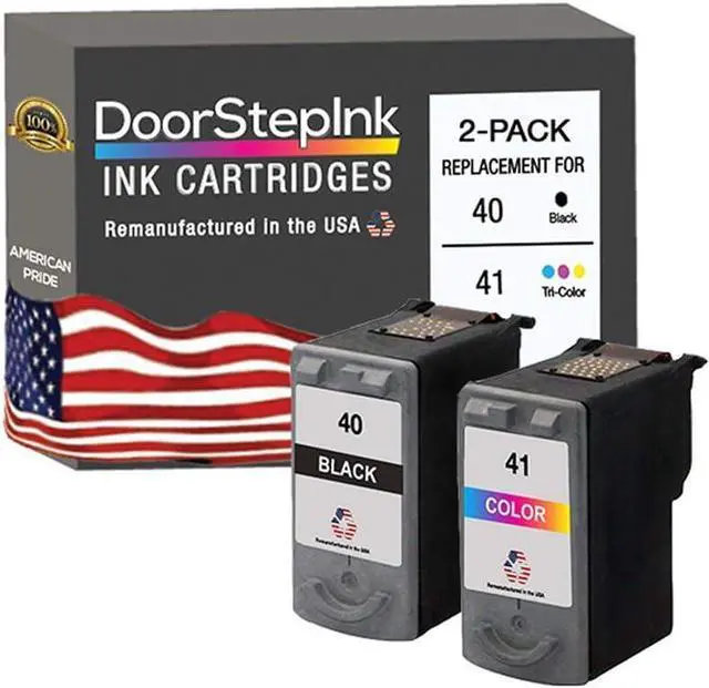 Main image of DoorStepInk Remanufactured in The USA Ink Cartridge Replacements for Canon PG-40 CL-41 Black Color 2PK for Canon Pixma iP1600 MP140 MP180 MP460 Fax JX200 Fax-JX210P