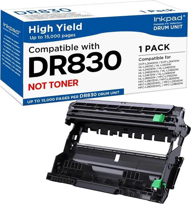 Main image of DR830 Drum Unit 1 Pack (No Toner) Replacement for Brother DR-830 830 to use with HL-L2460DW DCP-L2640DW HL-L2480DW MFC-L2807DW MFC-L2820DW MFC-L2820DWXL Printers