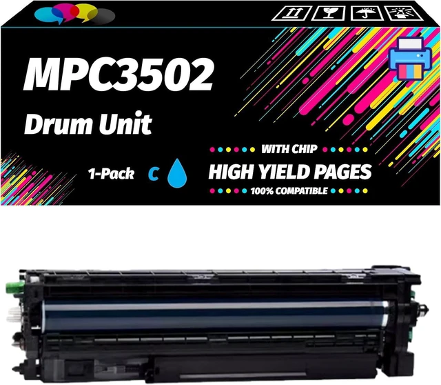 Main image of Compatible with Ricoh MPC3502 Drum Unit Work for Ricoh Aficio MP C3002 C3502 C4502 C4502A C5502 Printers, High Yield 300000 Pages, Professional Printing with Chip (1 Pack Cyan)