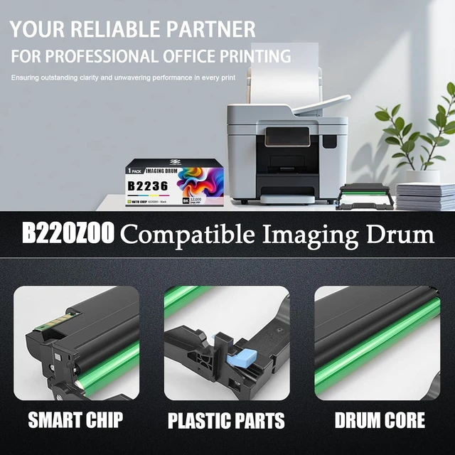 Alt view image 4 of 7 - B220Z00 Drum Units Compatible for Lexmark B220Z00 Imaging Drum Unit Work for Lexmark B2236dw MB2236adw B2236 MB2236 Printers