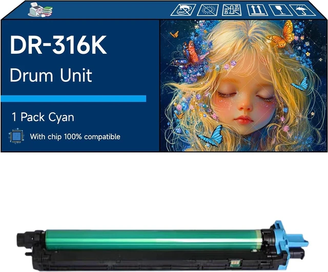 Main image of Compatible with Konica Minolta DR-316K DR-316C DR-316M DR-316Y Drum Unit Work for Konica Minolta bizhub 361i C250i Printers (1 Pack Cyan)