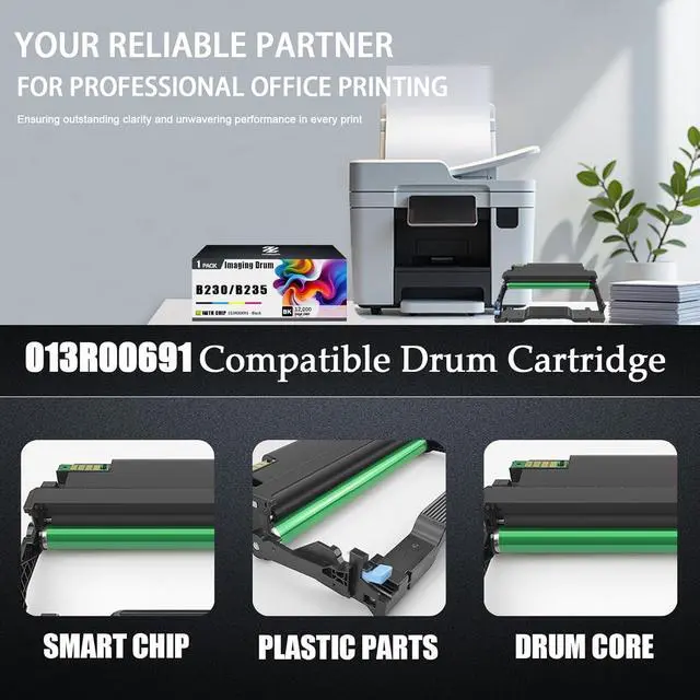 Alt view image 4 of 7 - 013R00691 Drum Units Compatible for Xerox 013R00691 Imaging Drum Unit Work for Xerox B230 B225 B235 Printers