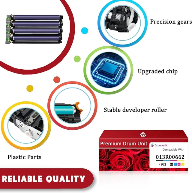 Alt view image 4 of 7 - 013R00662 Drum Unit Compatible for Xerox 013R00662 Imaging Drum Work for Xerox WorkCentre 7525 7530 7535 7545 7556 7830 7835 7845 7855 7970 Printers