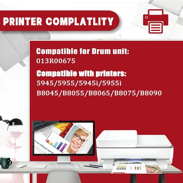 Alt view image 2 of 7 - 013R00675 Drum Unit Compatible for Xerox 013R00675 Imaging Drum Work for Xerox WorkCentre 5945 5955 5945i 5955i AltaLink B8045 B8055 B8065 B8075 B8090 Printers
