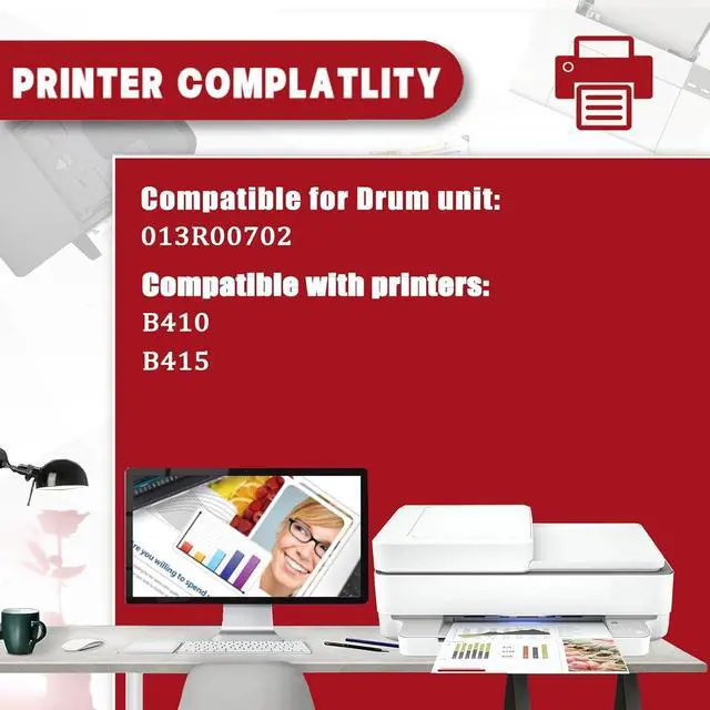 Alt view image 2 of 7 - 013R00702 Drum Unit Compatible for Xerox 013R00702 Imaging Drum Work for Xerox B410 VersaLink B415 Printers
