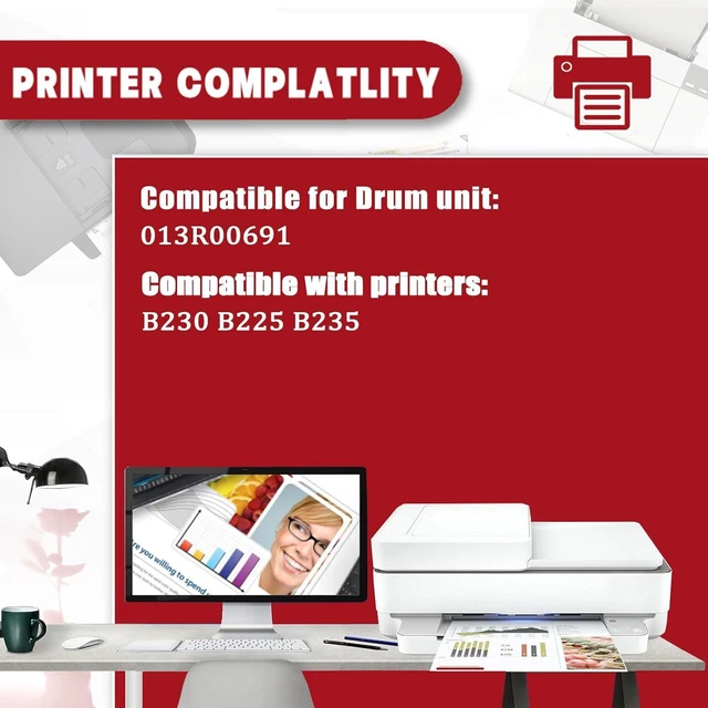 Alt view image 2 of 7 - 013R00691 Drum Unit Compatible for Xerox 013R00691 Imaging Drum Work for Xerox B230 B225 B235 Printers