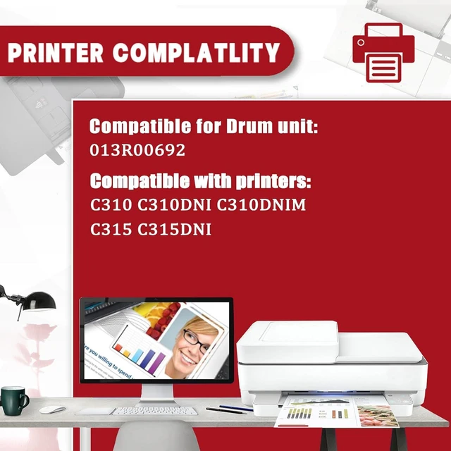 Alt view image 2 of 7 - 013R00692 Drum Unit Compatible for Xerox 013R00692 Imaging Drum Work for Xerox C310 C310DNI C310DNIM C315 C315DNI Printers