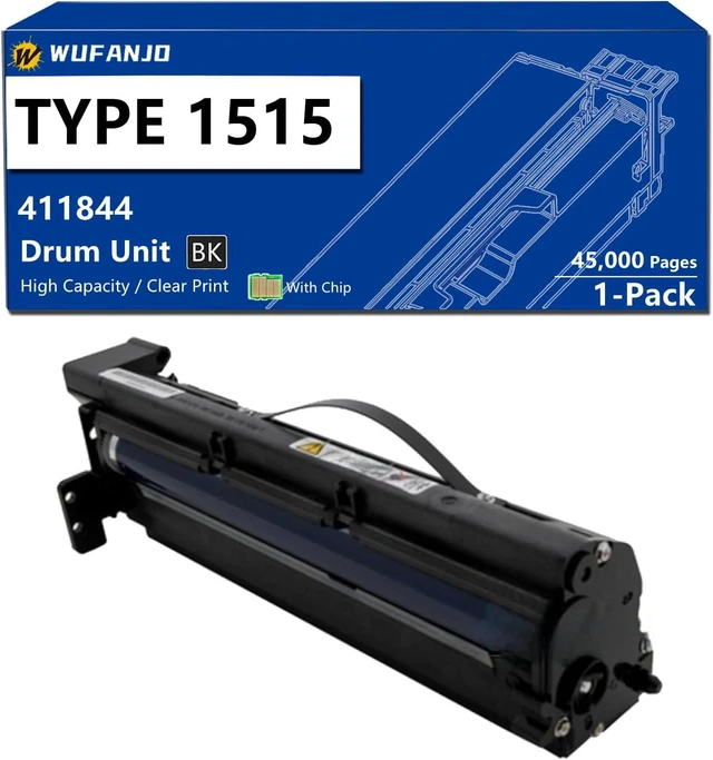 Main image of Type 1515 Black Drum Unit for 411844 Photo Conductor Unit Compatible for Ricoh Aficio 1515 1515F 1515MF MP 161F 161SPF 171FPrinter, High-Yield 45,000 Pages with Chip, Ready to Use 1 Pack