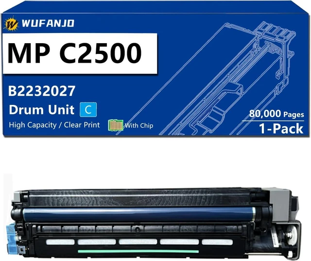 Main image of MP C2500 Drum Unit Replacement for B2232042 B2232027 Drum Cartridge Compatible for Ricoh MP C2000 MP C2500 MP C3000 MP C3500 MP C4500 Printer, High-Yield 80,000 Pages with Chip Cyan-1 Pack