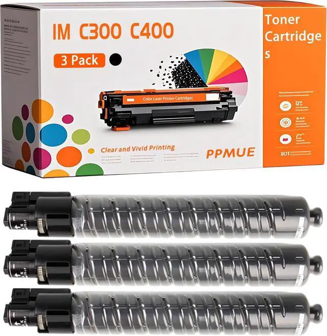 Main image of Compatible for Ricoh IM C300 C400 Toner Cartridges IM C300F C400F C400SF Printers, High-Yield 27000 Page with Smart Chip (3 Pack Black)