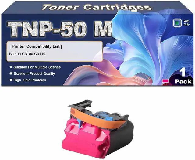 Main image of TNP-50 TNP50 TNP50K TNP50C TNP50Y TNP50M Toner Cartridge High Yield Replacement for Konica Minolta TNP50 Toner for Bizhub C3100 C3110 Printers, 6,000 Black Pages 6,000 Color Pages Magenrta