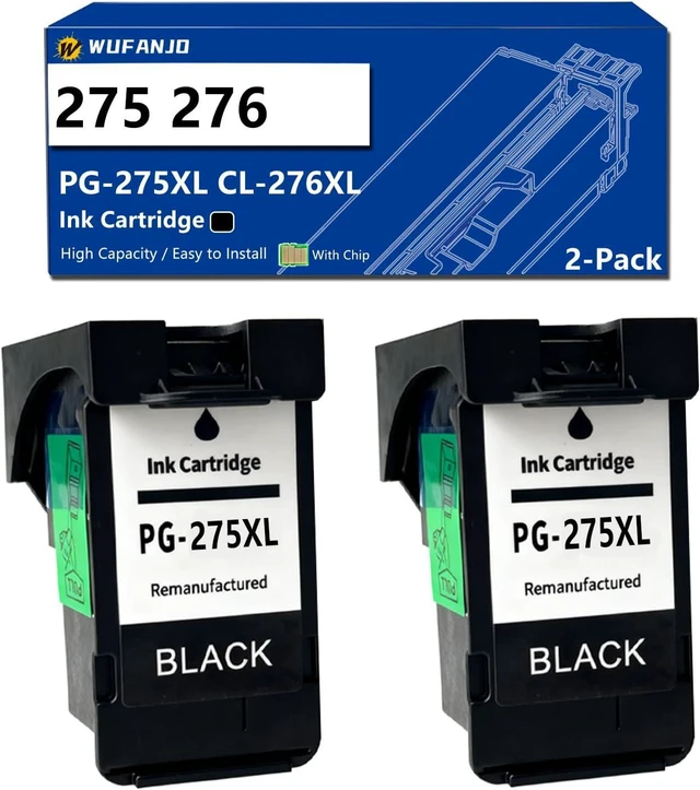 Main image of PG-275XL CL-276XL Ink Cartridges Replacement for PG-275 CL-276 Compatible for Canon TS3520 TR3522 TR4720 Printer, High Yield 400 Pages, with Chip Black-2 Pack