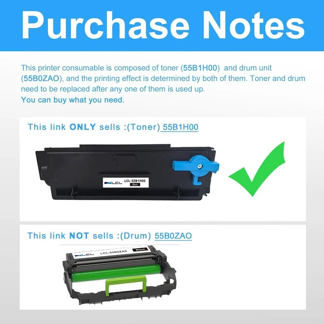Alt view image 3 of 7 - LCL 55B1H00 Black Toner Cartridge Replacement for Lexmark 55B1000 55B1H00 High Yield for MS331 MS331dn MS431 MS431dn MS431dw MX331 MX331adn MX431 MX431adn MX431adw MX432 MX432adw Printer (1-Pack)