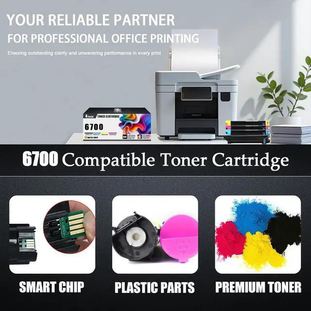 Alt view image 4 of 7 - 6700 Toner Cartridge Compatible for Xerox 6700 106R01510 Black Toner Cartridges Work for Xerox Phaser 6700 6700N 6700DN 6700DT Printers