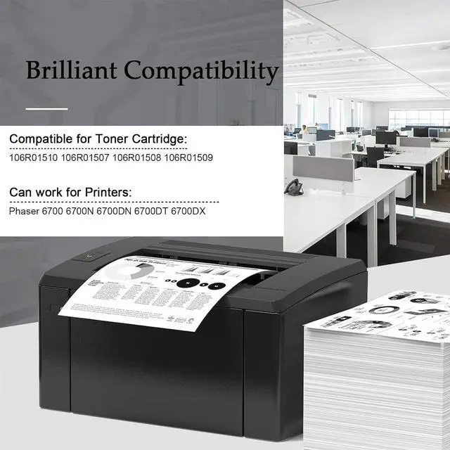 Alt view image 2 of 7 - 6700 Toner Cartridge Compatible for Xerox 6700 106R01510 Black Toner Cartridges Work for Xerox Phaser 6700 6700N 6700DN 6700DT Printers