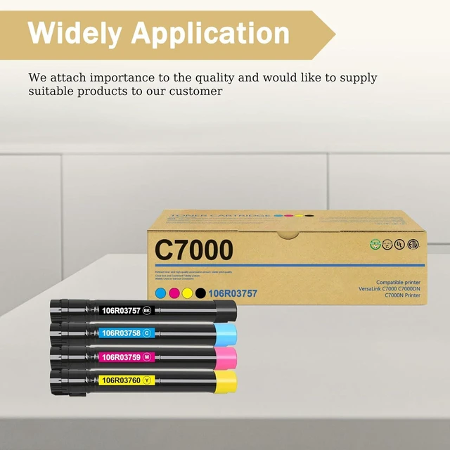 Alt view image 7 of 7 - C7000 Toner Cartridges Replacement for Xerox 106R03757 106R03758 106R03759 106R03760 Toner use for Versalink C7000 C7000DN(4Pack,BK/C/M/Y)