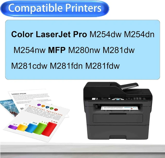 Alt view image 2 of 7 - 202X Toner Cartridges Compatible for HP 202X CF500X CF501X CF503X CF502X Toner Cartridge Work for HP Laserjet Pro M254dw M254dn M254nw MFP M280nw M281dw Printers