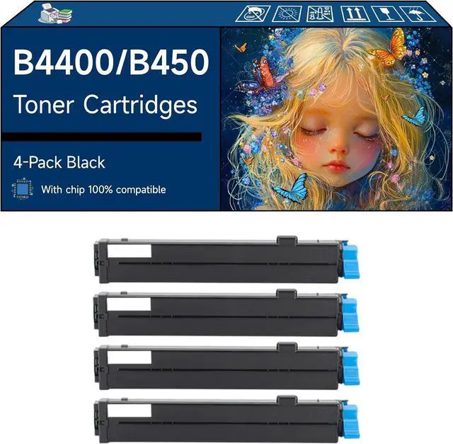Main image of Compatible with Okidata OKI B4400/B4500 Toner Cartridges Work for Okidata OKI B4400 B4500 B4550 B4600 Printers, High Yield 4000 Pages, with Chip, High-Definition Printing (4 Pack Black)