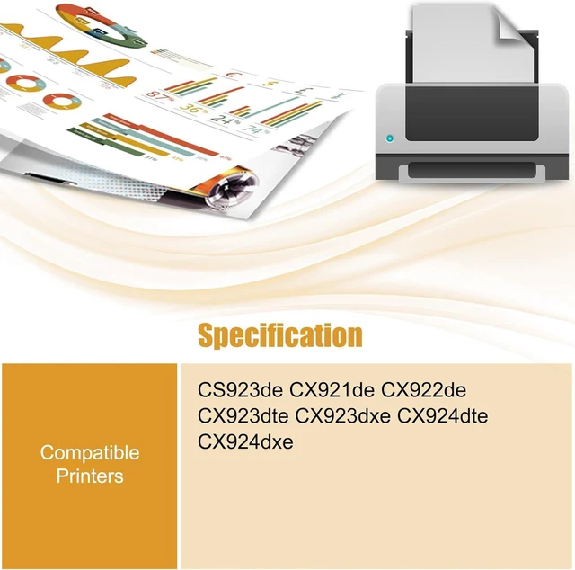 Alt view image 2 of 7 - 76C0HK0 76C0HC0 76C0HM0 76C0HY0 Toner Cartridges Compatible for Lexmark CS923de CX921de CX922de CX923dte CX923dxe CX924dte Printers (1 Pack Yellow)