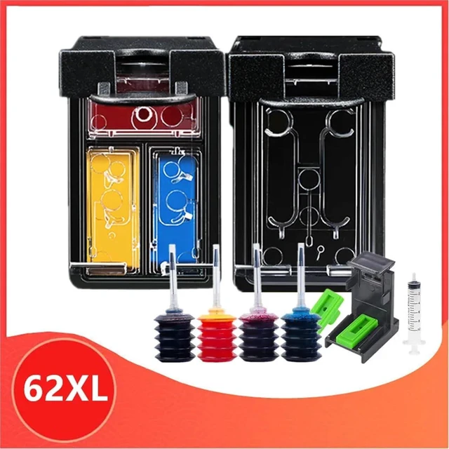 Alt view image 2 of 4 - Compatible for HP 62XL Refillable Ink Cartridge for 5640 7640 5540 5740 200 Printer(Tri-Color)