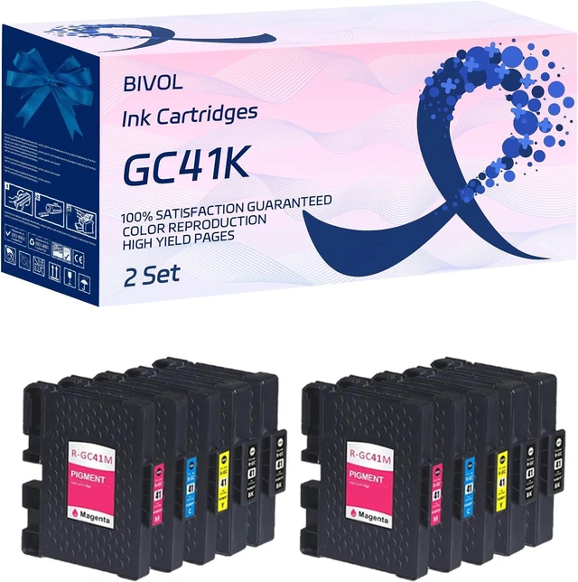 Main image of BIVOL GC41K Ink Cartridges Compatible for Ricoh Aficio SG 3100SNw 3110DN 3110DNw 3110SFNw SG7100DN Printers, with Chip, High Yield 3500 Pages, Vivid Colors (2 Set)