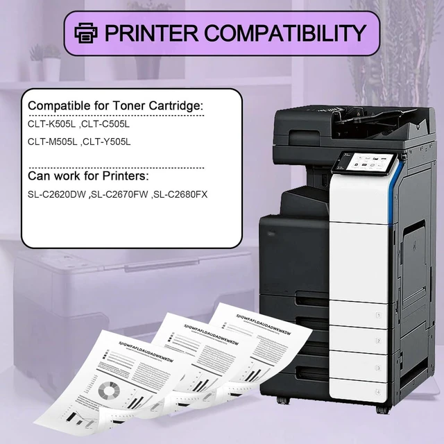 Alt view image 2 of 7 - CLT-505L Toner Cartridge Compatible for Samsung CLT-K505L CLT-C505L CLT-Y505L CLT-M505L Toner Cartridges Work for Samsung Proxpress SL-C2620DW SL-C2670FW Printers