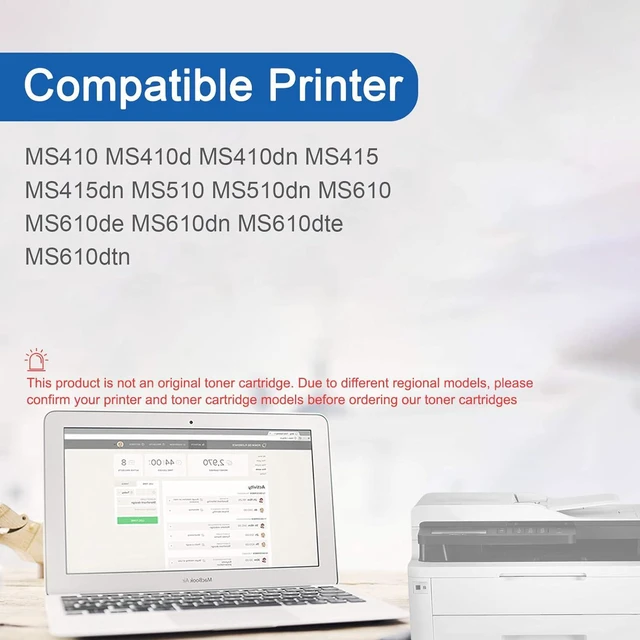 Alt view image 2 of 7 - MS410 Toner Cartridge Compatible for Lexmark MS410 50F1X00 501X Toner Cartridges Work for Lexmark MS410 MS410d MS410dn MS415 MS510 MS510dn MS610 MS610dn Printer