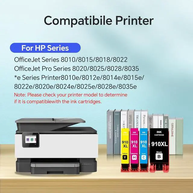 Alt view image 2 of 7 - 910XL Ink Cartridges Combo Pack, 910 Large Capacity Ink, Compatible with OfficeJet Pro 8025e 8025 8028e 8028 8035e 8035 OfficeJet 8015e 8022e 8015 8022 Printers
