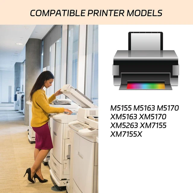 Alt view image 2 of 7 - Compatible for Lexmark 24B6025 Imaging Unit Work for Lexmark M5155 M5163 M5170 XM5163 XM5170 XM5263 XM7155 XM7155X Printers, with Chip, High Yield 110000 Pages, Clear Printing (1 Pack Black)