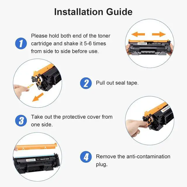 Alt view image 4 of 7 - 138X Black Toner Cartridges Replacement for HP 138X 138A W1380X W1380A Work with HP LaserJet Pro 3001dw MFP 3101fdw 3001fdw Printer - 2Pack High Yield with Chip 138A 138X Toner
