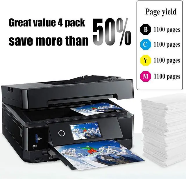 Alt view image 4 of 7 - NoahArk 4 Packs 812XL Remanufactured Ink Cartridges Replacement for 812 812XL T812 T812XL High Yield Ink for Workforce Pro WF-7820 WF-7840 EC-C7000(A3) Printer(Black Cyan Magenta Yellow, 4-Pack)