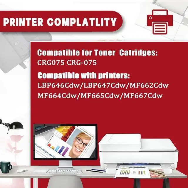 Alt view image 2 of 7 - CRG-075 Toner Cartridge Compatible for Canon CRG075 CRG-075 Toner Cartridges Work for Canon Color ImageCLASS LBP646Cdw LBP647Cdw MF662Cdw MF664Cdw MF665Cdw Printers