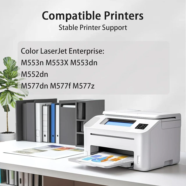 Alt view image 2 of 7 - 508A Toner Cartridge Compatible for HP CF360A CF361A CF362A CF363A Toner Cartridges Work for HP Color Laserjet Enterprise M553n M553X M553dn M552dn M577dn M577f M577z Printers, with Chip, 4 Pack