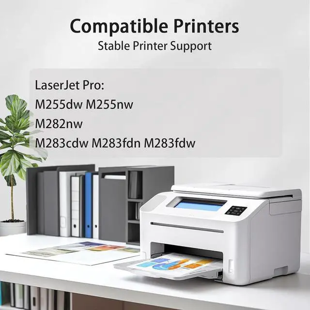 Alt view image 2 of 7 - 206A Toner Cartridge Compatible for HP W2110A W2111A W2112A W2113A Toner Cartridges Work for HP Laserjet Pro M255dw M255nw M282nw M283cdw M283fdn M283fdw Printers, with Chip, 4 Pack