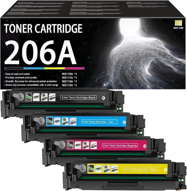 Main image of 206A Toner Cartridge Compatible for HP W2110A W2111A W2112A W2113A Toner Cartridges Work for HP Laserjet Pro M255dw M255nw M282nw M283cdw M283fdn M283fdw Printers, with Chip, 4 Pack