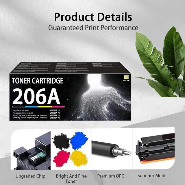 Alt view image 4 of 7 - 206A Toner Cartridge Compatible for HP W2110A W2111A W2112A W2113A Toner Cartridges Work for HP Laserjet Pro M255dw M255nw M282nw M283cdw M283fdn M283fdw Printers, with Chip, 4 Pack