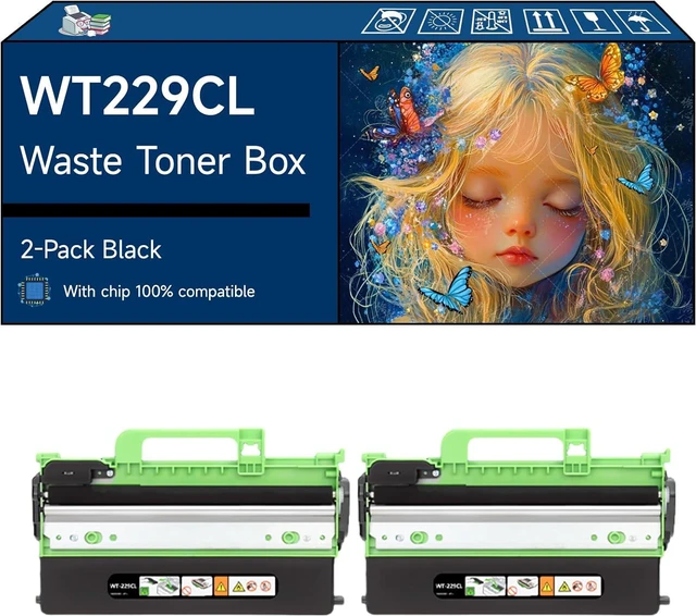 Main image of Compatible with Brother WT229CL Waste Toner Box Work for Brother MFC-L3720CDW L3765CDW L3780CDW L8395CDW Printers, High Yield 61000 Pages, with Chip, High-Definition Printing (2-Pack Black)