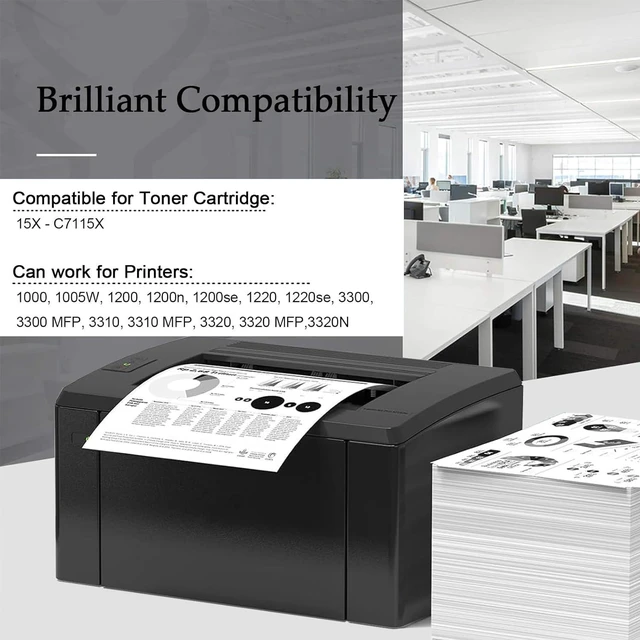 Alt view image 2 of 7 - C7115X Toner Cartridges Compatible for HP 15X C7115X Toner Cartridge Work for HP Laserjet 1000 1005 1200 1220 3300 3320 3330 3380 Printers