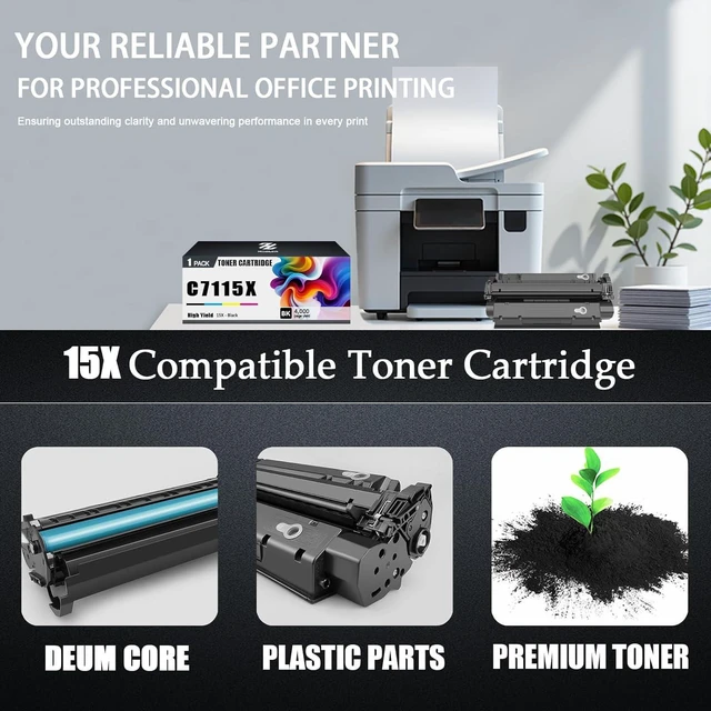 Alt view image 4 of 7 - C7115X Toner Cartridges Compatible for HP 15X C7115X Toner Cartridge Work for HP Laserjet 1000 1005 1200 1220 3300 3320 3330 3380 Printers