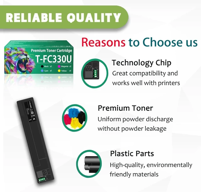 Alt view image 4 of 7 - T-FC330U Toner Cartridge Compatible for Toshiba T-FC330U-K Black Toner Cartridges Work for Toshiba E-Studio 330AC 400AC Copiers