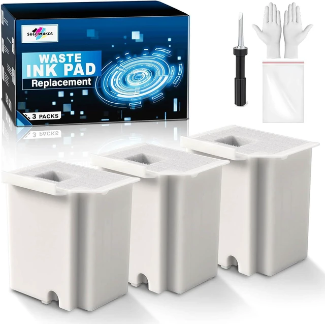 Main image of Waste Ink Pad Replacement with Reset Software for Ecotank ET-4800 ET-2800 ET-2803 ET-2720 ET-2400 ET-4700 ET4800 ET2800 ET2803 ET2720 2800 4800 2803 Printers, Waste Ink Pad Maintenance Box (3 Packs)