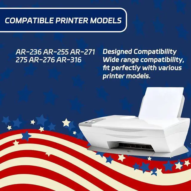 Alt view image 2 of 7 - Compatible for Sharp AR-311CT Toner Cartridges Work for Sharp AR-236 AR-255 AR-271 275 AR-276 AR-316 Printers, with Chip, High Yield 28000 Pages, Clear Printing (4 Pack Black)