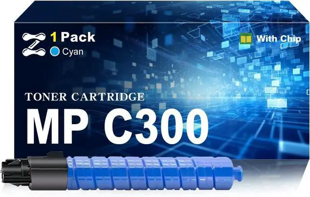 Main image of MP C300 Toner Cartridges Compatible for Ricoh 841295 841296 841297 841298, Work for Ricoh Aficio MP C300 C400 C401 C230 C240 LD130 LD140 Printers, 1 Cyan