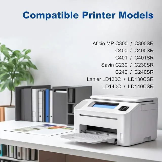 Alt view image 2 of 7 - MP C300 Toner Cartridges Compatible for Ricoh 841295 841296 841297 841298, Work for Ricoh Aficio MP C300 C400 C401 C230 C240 LD130 LD140 Printers, 1 Cyan
