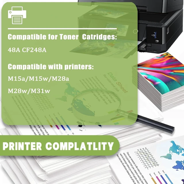 Alt view image 2 of 7 - 48A Toner Cartridge Compatible for HP 48A CF248A Toner Cartridges Work for HP Laserjet Pro M15a M15w MFP M28a M28w M31w Printers