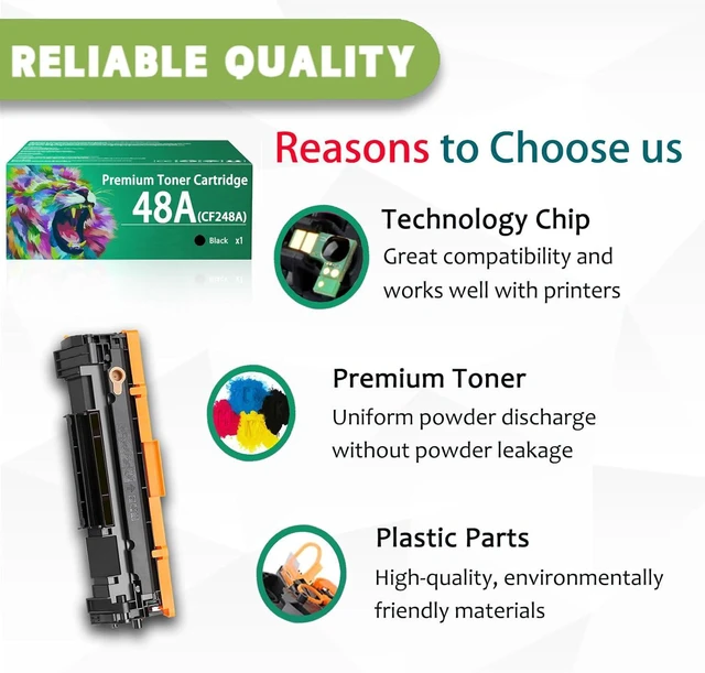 Alt view image 4 of 7 - 48A Toner Cartridge Compatible for HP 48A CF248A Toner Cartridges Work for HP Laserjet Pro M15a M15w MFP M28a M28w M31w Printers