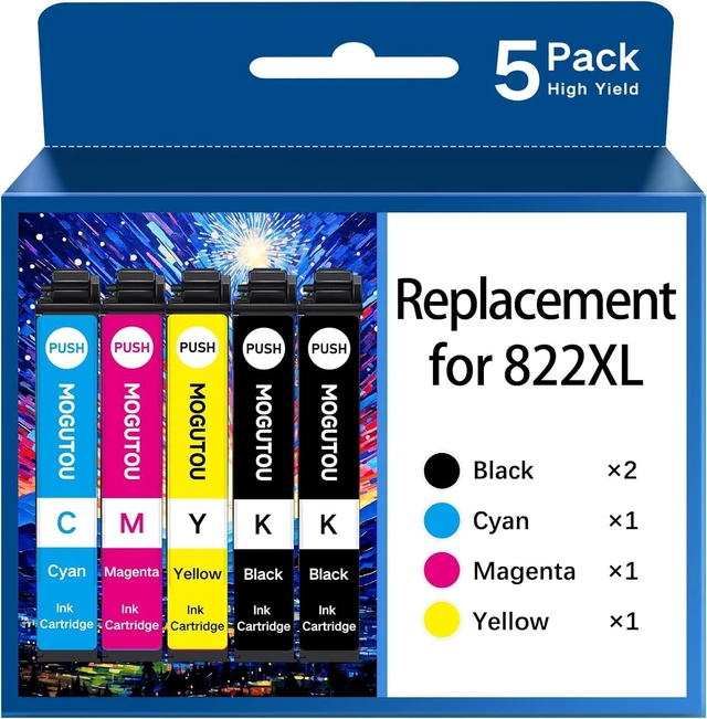 Main image of 822XL Remanufactured for Epson 822 XL Ink Cartridges Combo Pack for Epson 822 T822XL for Epson Workforce Pro WF-3820 WF-3823 WF-4820 WF-4830 WF-4833 WF-4834 Printer (2 Black 1 Cyan 1 Magenta 1 Yellow)