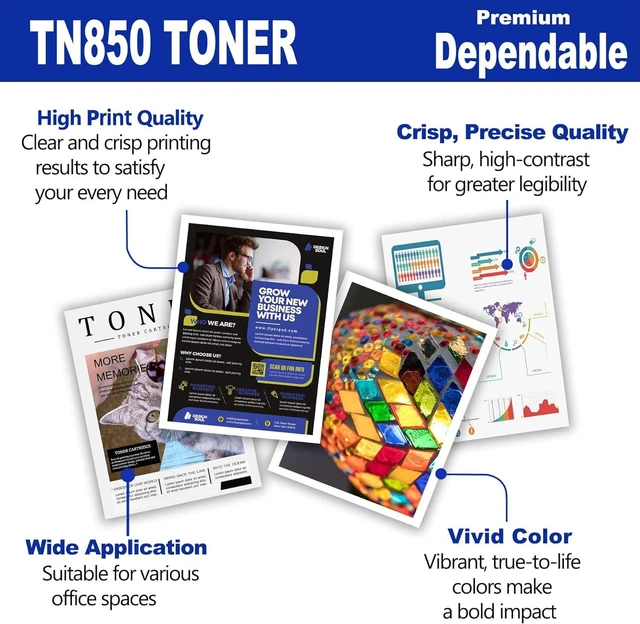 Alt view image 5 of 6 - TN850 Toner Cartridges - Replacement for Brother TN 850 TN850 Work with HL-L6200DWT L6200DW L5200DW L5100DN MFC-L5800DW L5700DW L6700DW L6800DW Printers (with Chip Black 2 Pack)