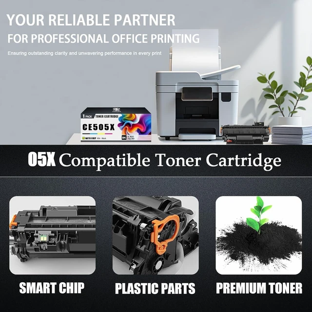 Alt view image 4 of 7 - CE505X Toner Cartridges Compatible for HP 05X CE505X Toner Cartridge Work for HP Laserjet P2055 P2055d P2055dn P2055x Printers